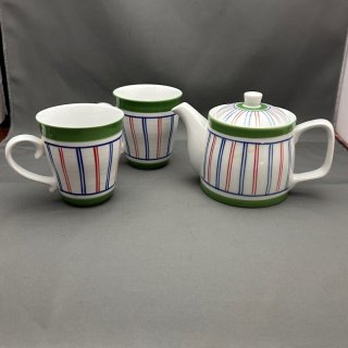 煎茶道具 萬古焼 春峰造 花文 玉露揃 小さな茶器揃 共箱 M R5313