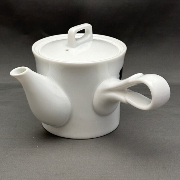 画像4: 美濃焼白磁切立急須　不老長寿 (4)