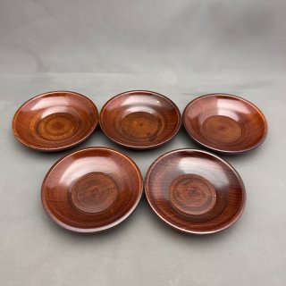 〇【煎茶道具/煎茶器 茶托（茶たく）】 燻銀磨風 小判型 小 3寸