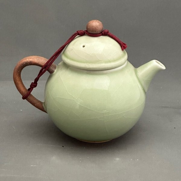 画像1: 常滑焼中国茶用急須　茶壺（ちゃふう）　セージ (1)