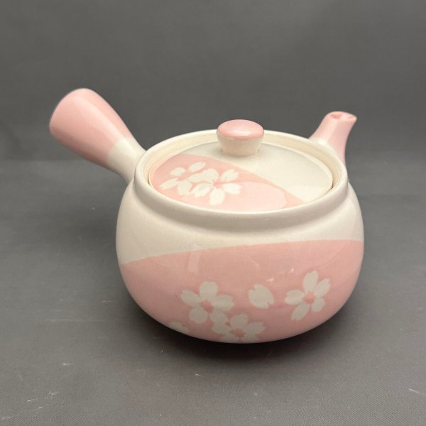 画像1: 美濃焼桜柄帯網急須 (1)