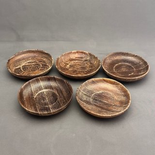 煎茶道具　唐木製　茶托　二十二客　まとめて　C　5705 煎茶道具 全利老店 古錫 茶托 五客