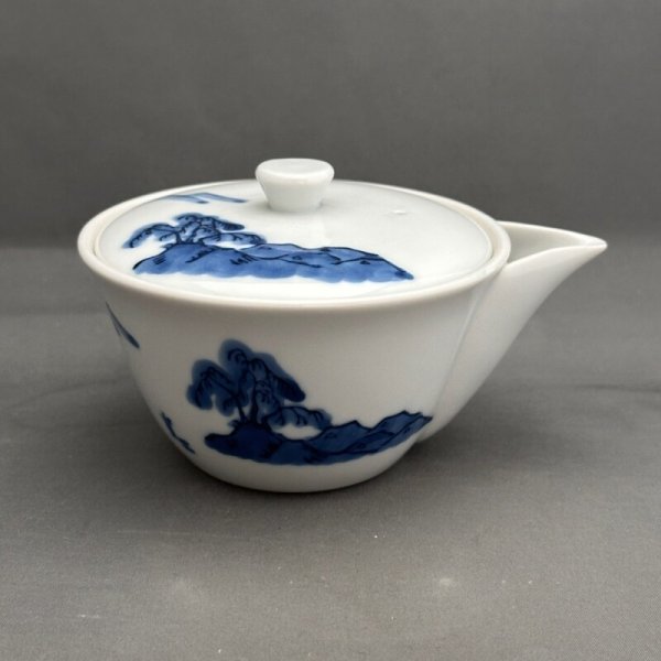 画像1: 美濃焼 宝瓶型急須（山水）金網 (1)