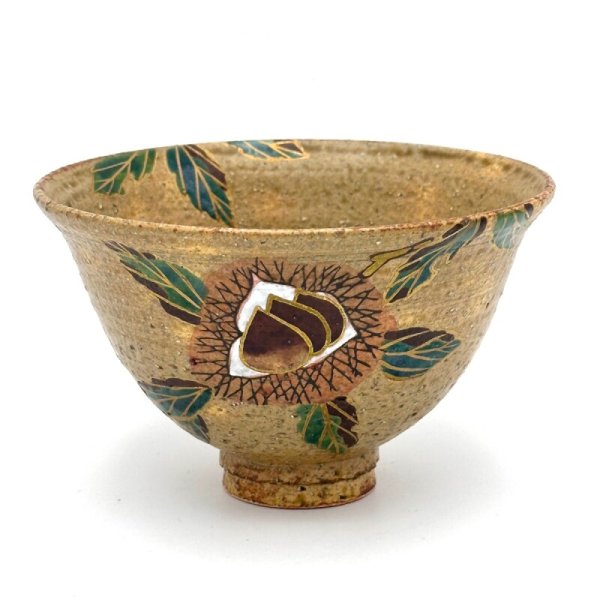 画像1: 八木海峰作　栗絵抹茶碗 (1)
