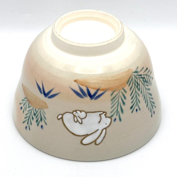 画像6: 八木海峰作　京焼　手描き抹茶茶碗（親子うさぎ） (6)