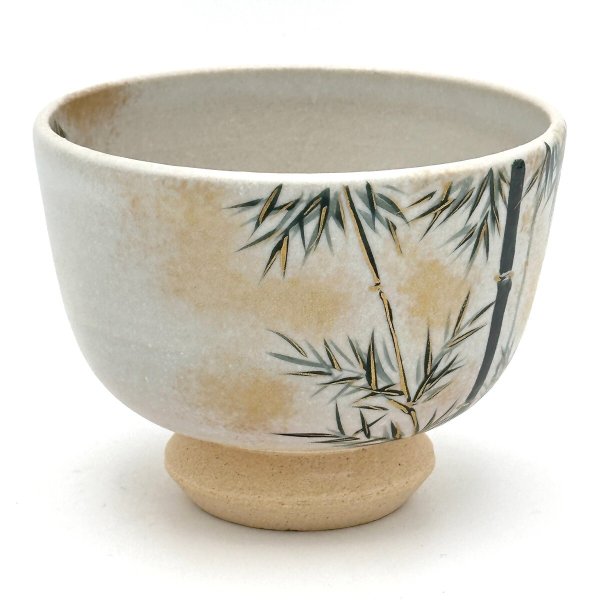 画像2: 八木海峰作　京焼　手描き抹茶茶碗（竹林） (2)