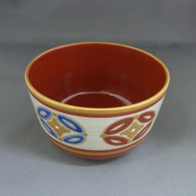 画像1: 清水焼 抹茶茶碗(赤七宝)