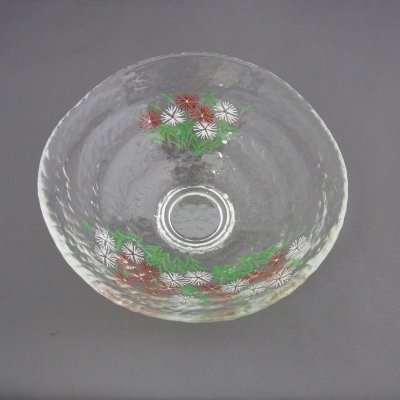 画像1: 八木海峰作 手描き ガラス抹茶茶碗(なでしこ)