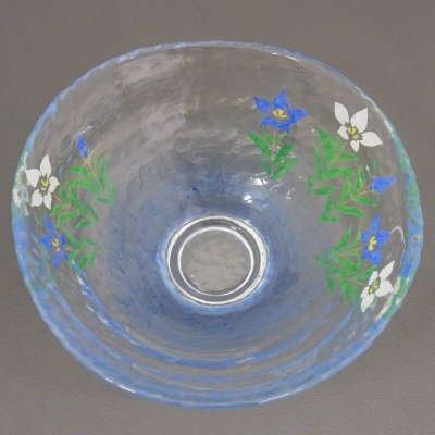 画像2: 八木海峰作 手描きガラス抹茶茶碗(桔梗)
