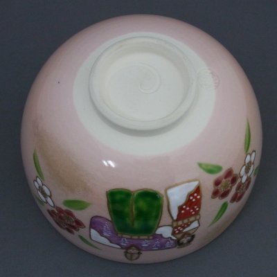 画像1: 八木海峰作 京焼 手描き抹茶茶碗（立雛）