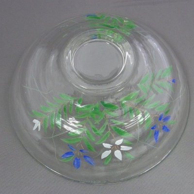 画像1: 八木海峰作 手描きガラス抹茶茶碗(桔梗)