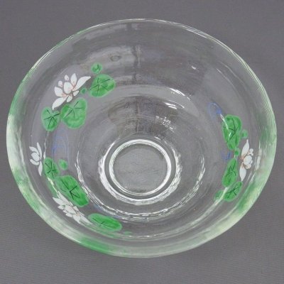 画像1: 八木海峰作 手描き ガラス抹茶茶碗(睡蓮)