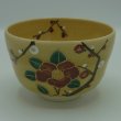 画像1: 八木海峰作 清水焼 イラボ 手描き抹茶茶碗（梅と椿） (1)