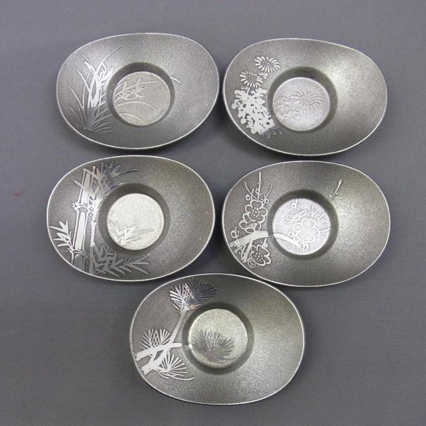公式新作茶道具　茶托　錫・古錫　清　良元　元宝型　分厚い　　約６９０ｇ 錫製