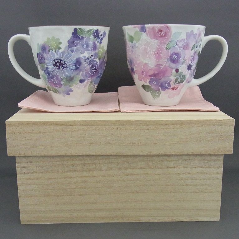 美濃焼 花工房ペアマグカップ 箱膳 茶器 煎茶道具 京なごみオンラインショップ